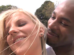 Fingering blonde does hardcore doggystyle in interracial sex with facial & flaunting asshole