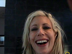 Behind the scenes of MILF blondes in close up showing their pussy