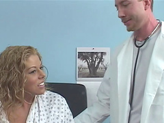 Kinky doctor really treats his patient well with cum on tits