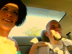 Cougar Jenna Moretti gives blowjob in the car and pussy shoved Hardcore