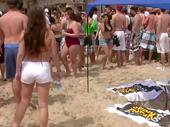 Beach party turns women wearing bikini into sultry objects