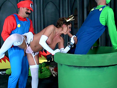 Mario and Luigi fucking the big tit princess for real