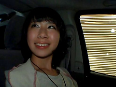 Lewd Japanese milf enjoys doggystyle pounding in  car