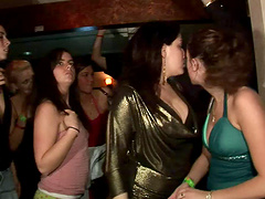 Nasty girls show their bras and thongs in a crazy college party