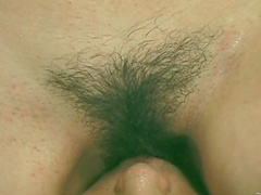 Lustful Asian chick gets her hairy cunt fingered and fucked