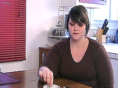 Fabulous bbw with big tits enjoys flirting in the kitchen