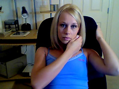 Blonde babe in the office rubbing her cunt on webcam