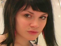 Randy brunette teen in solo movie getting her makeup and hair fixed