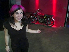 Quick orgasm with Joanna Angel before she rides her bike