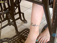 Tattooed feet revealed for a dirty foot fetish game