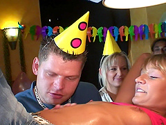 Hardcore group sex during a brithday for slutty chick Anetta