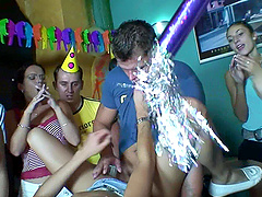 Hardcore group sex during a brithday for slutty chick Anetta