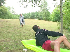 Never-ending fucking by the river with facial for wild Lili