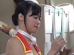 Amazing Japanese groupsex on plane with beautiful teen stewardesses