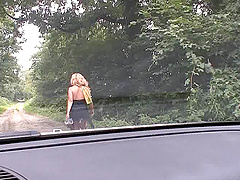 Amateur mature Jewel picked up and gives a road head in return