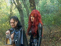 Kinky outdor lesbian sex with BDSM and latex - Aradia and Krissy