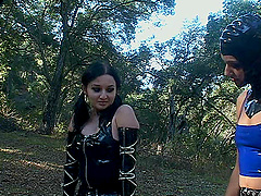 Kinky lesbian sex in the local forest - Nadia Nyce and Raven