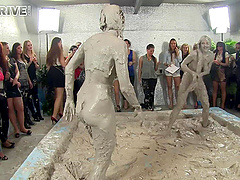 Mud pit catfight with glamour pornstars Sheila Cooper & Lili Bluberry