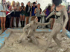 Mud pit catfight with glamour pornstars Sheila Cooper & Lili Bluberry