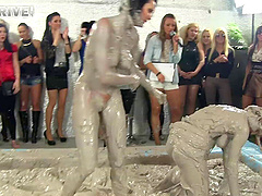 Mud pit catfight with glamour pornstars Sheila Cooper & Lili Bluberry