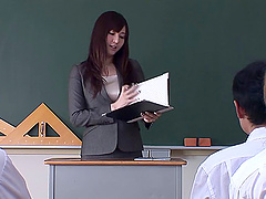 Teacher Yui Tatsumi stripped and gangbanged by horny dudes