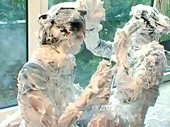 Dirty video of two glamour sluts who love to play with shaving foam