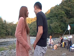 Outdoors sex in front of people with provocative Meada Kaori