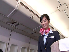 Japanese stewardess Nozomi Aso enjoys having sex with a pilot