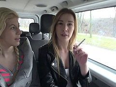 Naked sluts in a van sharing dick and fucking lustily