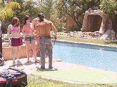 Mind-blowing poolside orgy with Jennifer White and other sluts