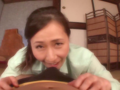 POV video of wife Mai Touboku giving head and riding on the bed