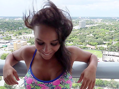 Latina is charmed by his high rise condo and fucks his brains out