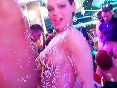 Girls on intense heat get thoroughly hammered at a club party turned orgy