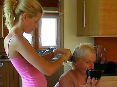 Beautiful Blonde Pornstar Sophie Moone Doing Her Mom's Hair