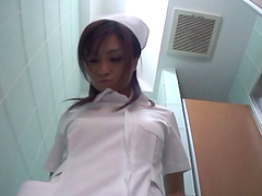 Japanese nurse films herself playing in the hospital bathroom