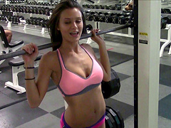 Nothing pleases her like going topless while in the gym