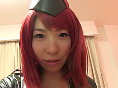 Mesmeric redhead from Japan licks the dick like a professional