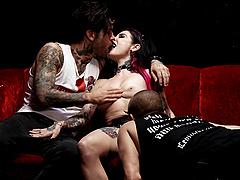 Tattooed goddess Joanna and the threesome banging that she wanted