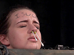 Nasty slut Jessia Kay tied up and rough tortured by a female