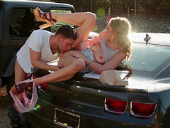 Blondie Keira Nicole gets bent over and fucked hard outdoors