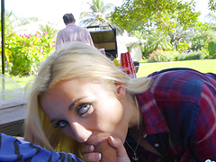 Rosyln Belle is a hot blonde who cannot resist a shag during a picnic