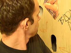 Gay Chris Dano likes giving dick blowjob through glory hole