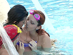 First-class poolside group sex with Yoha Galvez and Diana Dean