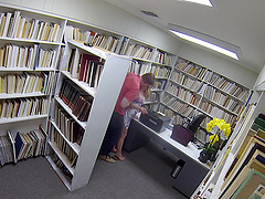 Hidden camera at the library records blonde slut Aubrey Sinclair