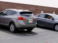 Trisha Parks gets frisky with a fellow's dick in a parking lot