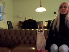 Sweet blonde spreads her legs for an elderly man's penis