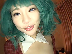 Blue-eyed hottie with a blue wig Konishi Yuu getting penetrated