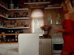 Katy Parker watches Tracy Gold masturbating in the kitchen