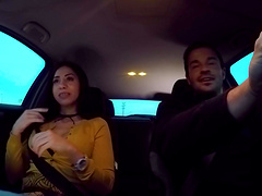 Smooth fucking in the back of the car with brunette Julia de Lucia