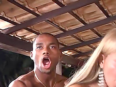 Handsome black dude sticks his rock hard dick in shemale Dayane